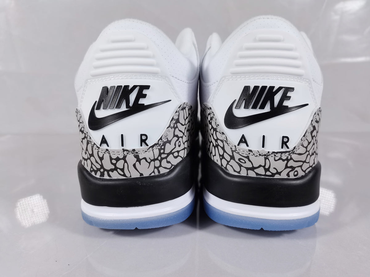 Air Jordan 3 Retro White Red Elephant Print Sneakers - product image from the listing.