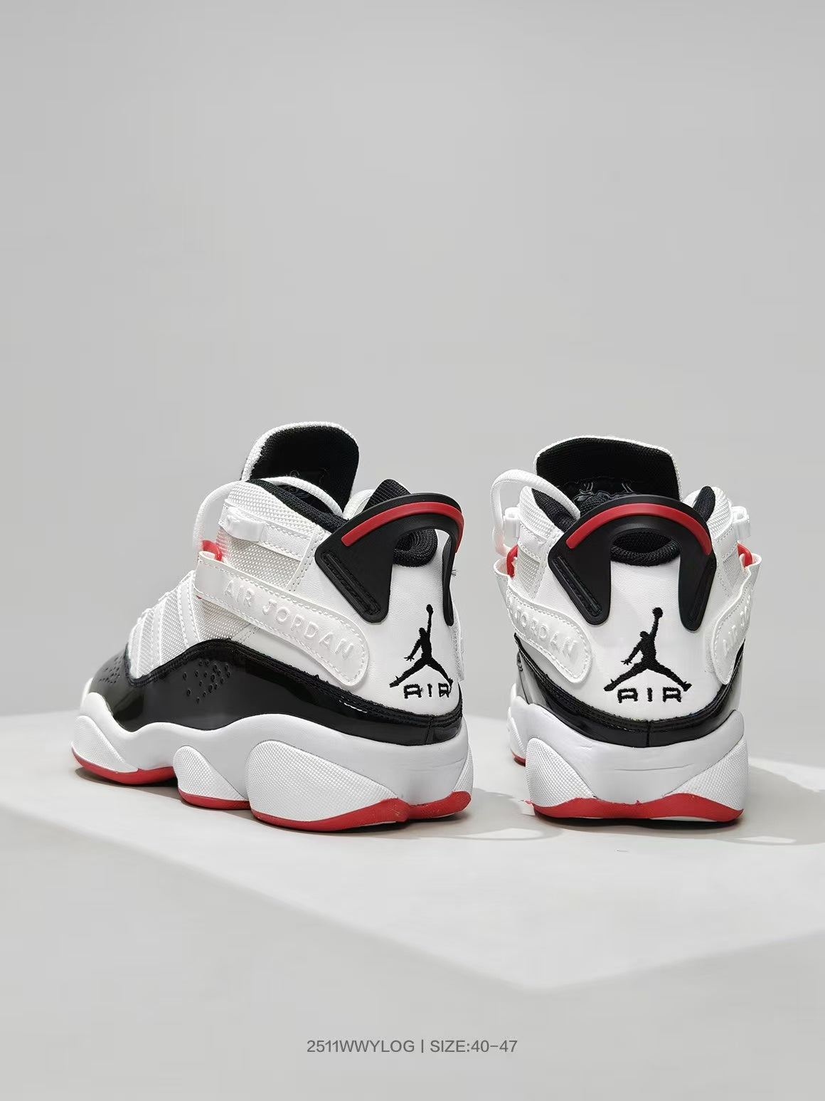 Air Jordan 6 White Black Red Sneakers - product image from the listing.
