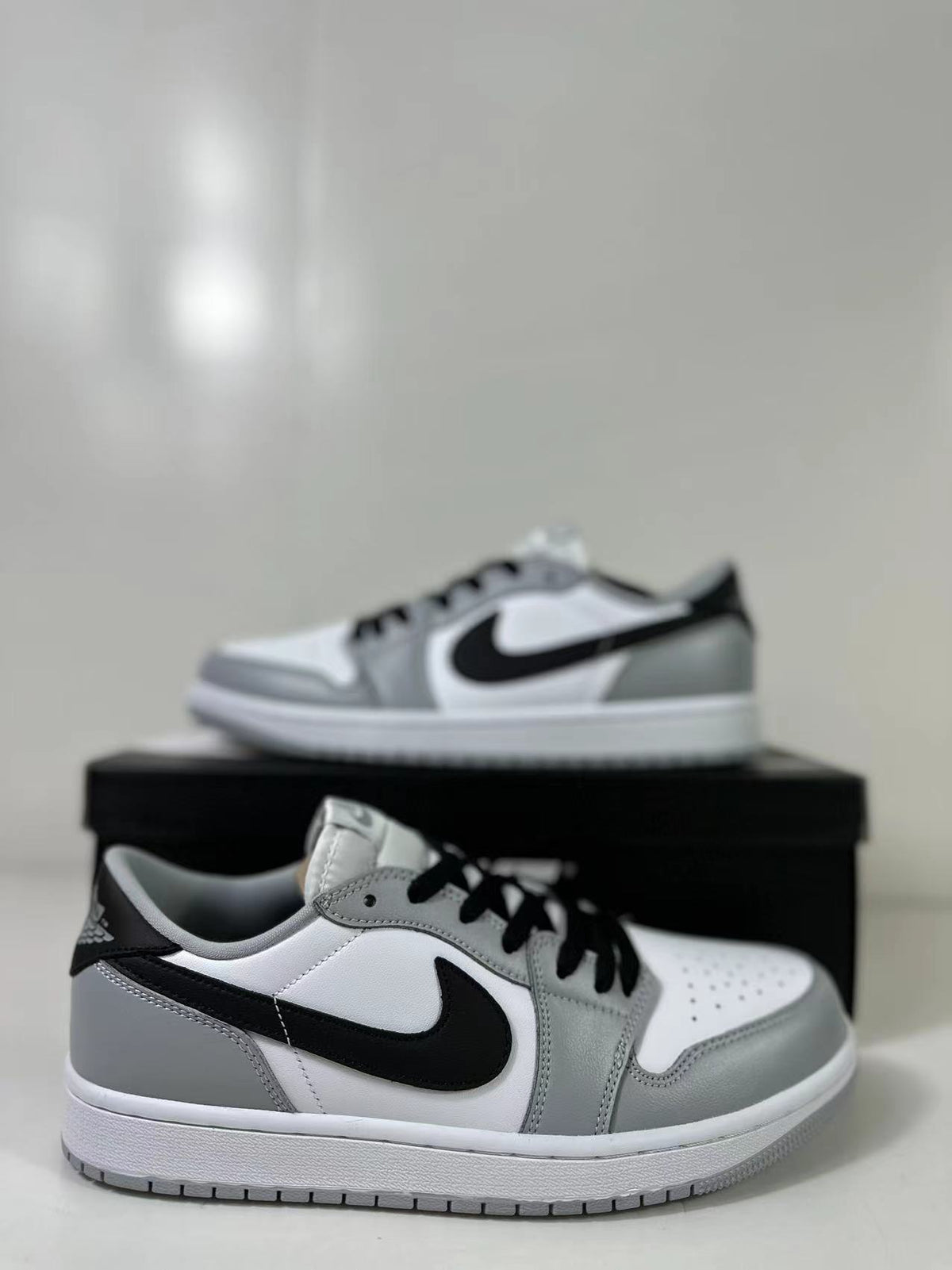 Air Jordan 1 Low OG Barons Sneakers Black Grey CZ0790-110 - product image from the listing.