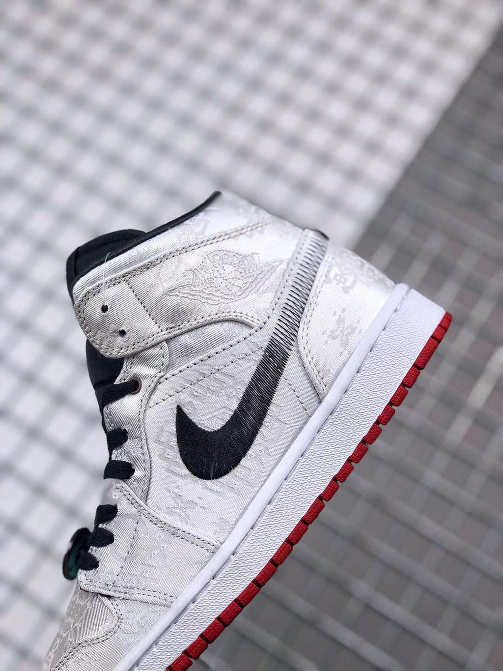 Air Jordan 1 Mid Edison Chen White Black Gold Sneakers - product image from the listing.