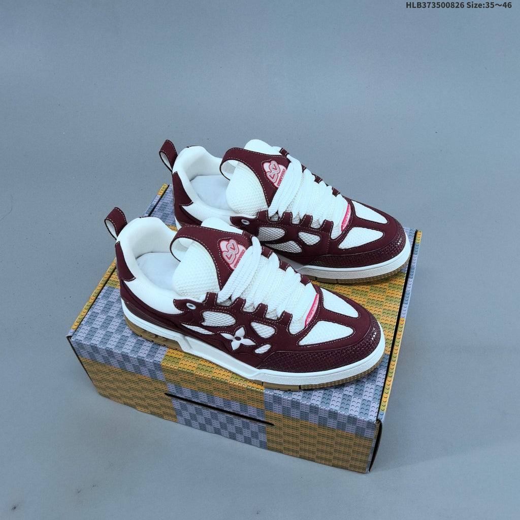 Burgundy and White Louis Vuitton Trainer-Style Sneakers - product image from the listing.