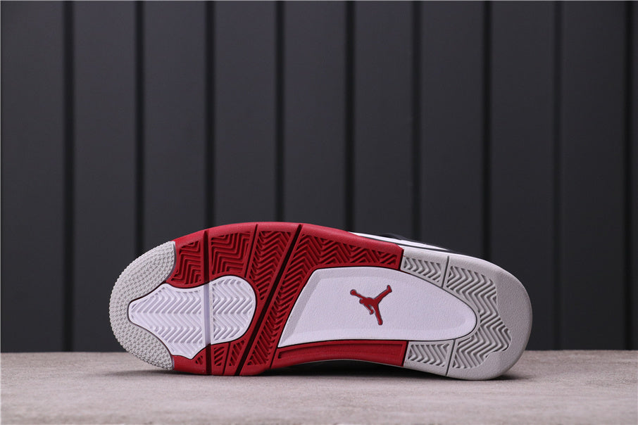 Air Jordan 4 Retro White Red Black Sneakers - product image from the listing.