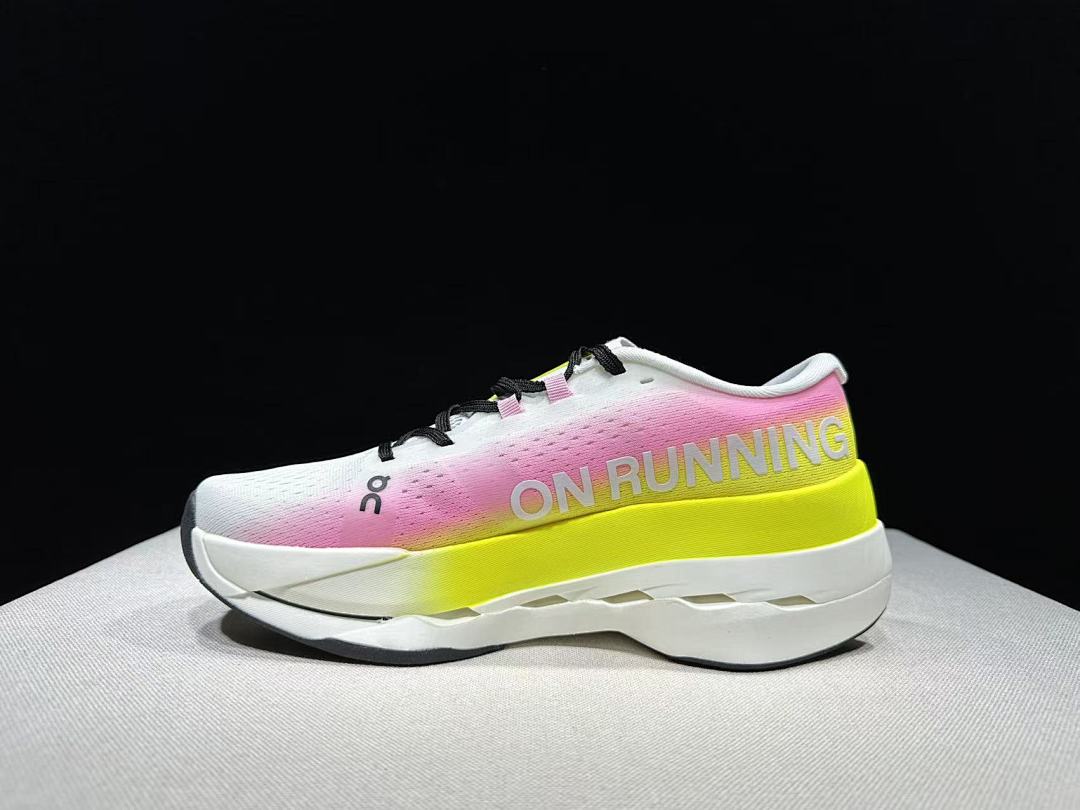 On Cloudboom Max Running Shoes, in White Pink Yellow - product image from the listing.