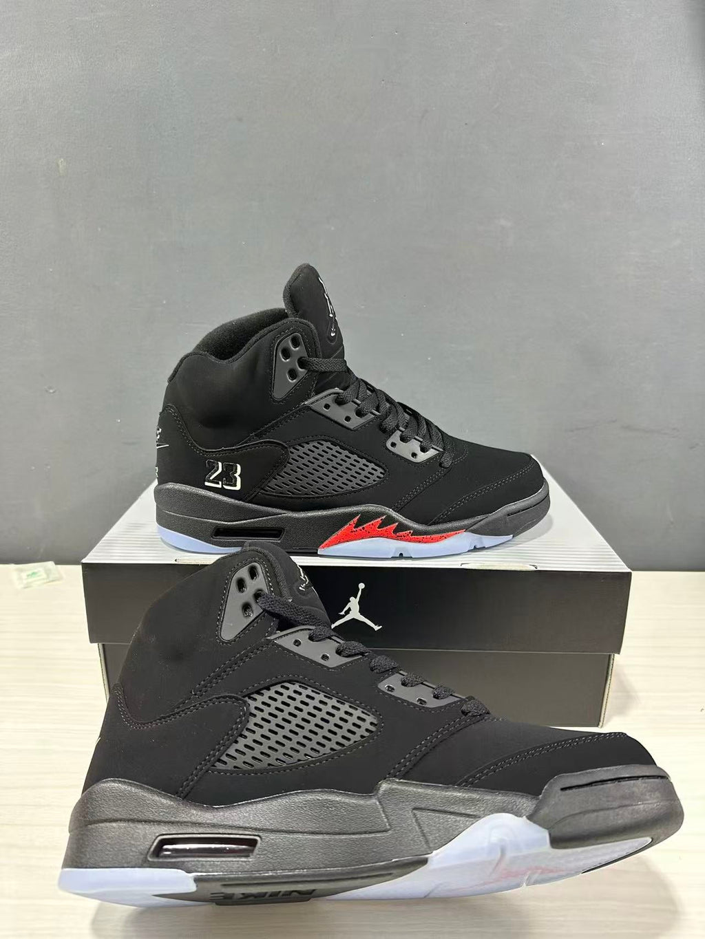 Air Jordan 5 Retro Black Red High-Top Sneakers - product image from the listing.
