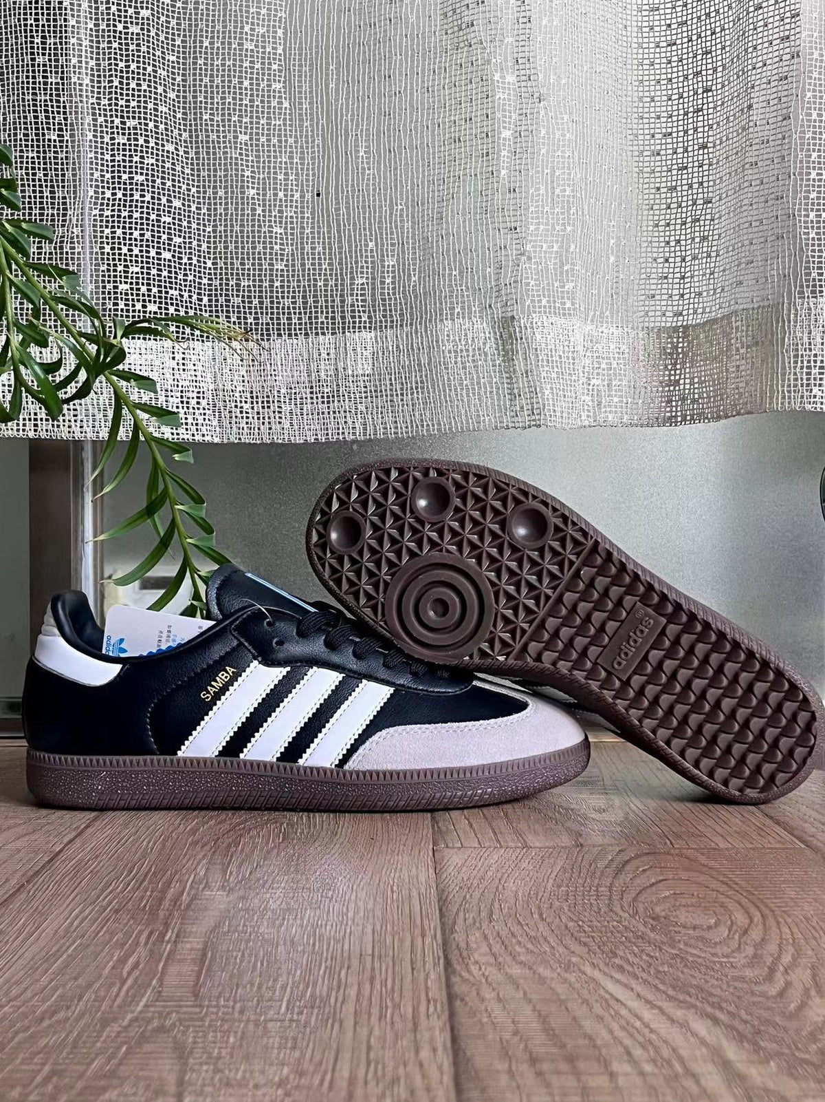 Adidas Samba Sneakers in Black, in White and Gum - product image from the listing.