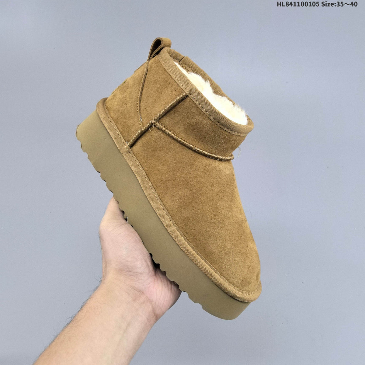 UGG-Style Mini Platform Winter Boots in Chestnut - product image from the listing.