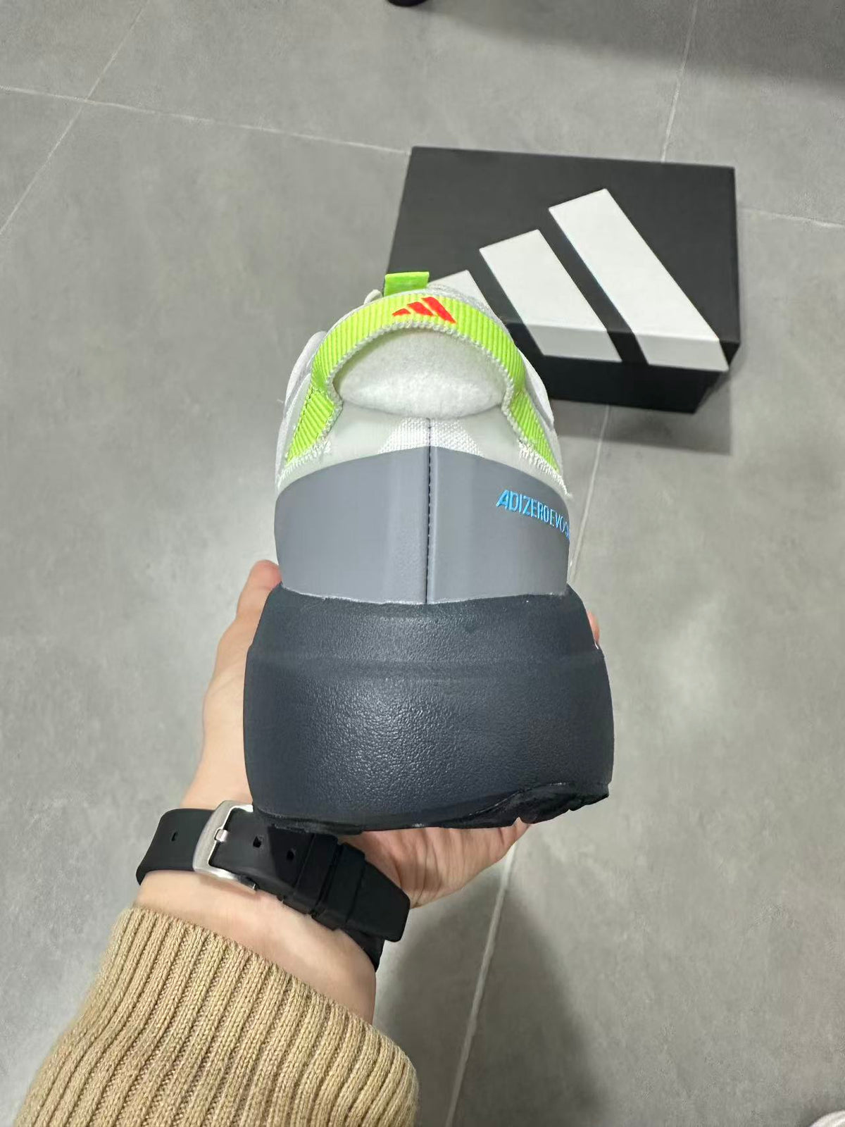 Adidas Lightstrike Pro Shoes for Running White Grey Neon - product image from the listing.