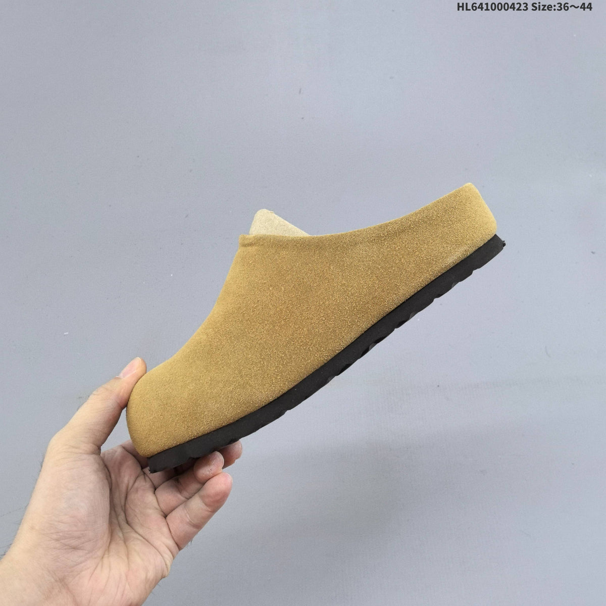 Birkenstock Suede Clog Mule in Tan or in Cream - product image from the listing.
