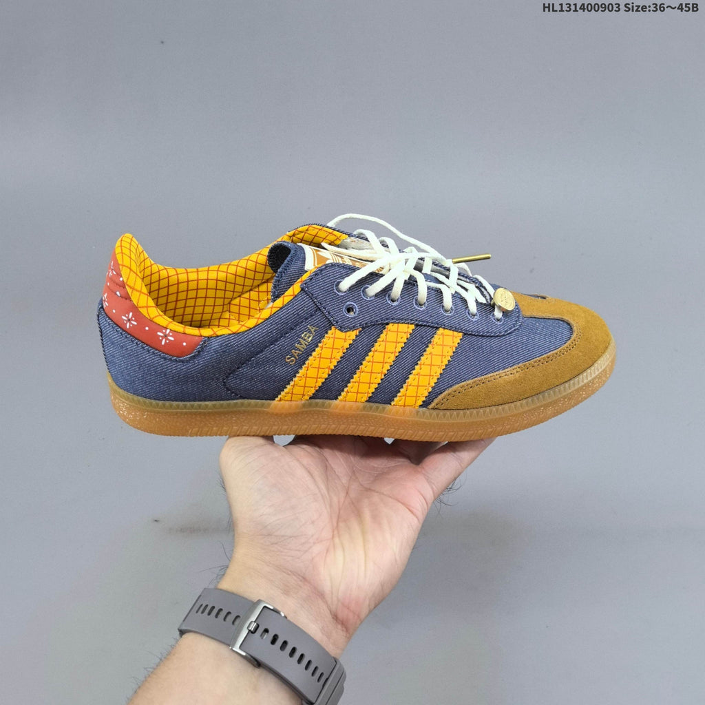 Adidas Originals Samba Sneakers in Blue and Gold LA3985 - product image from the listing.
