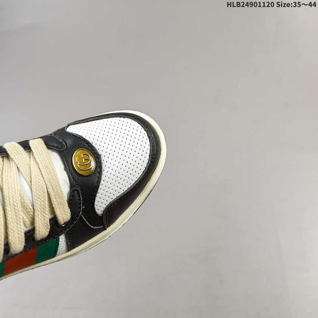 Black and White Gucci Screener Low-Top Sneakers - product image from the listing.