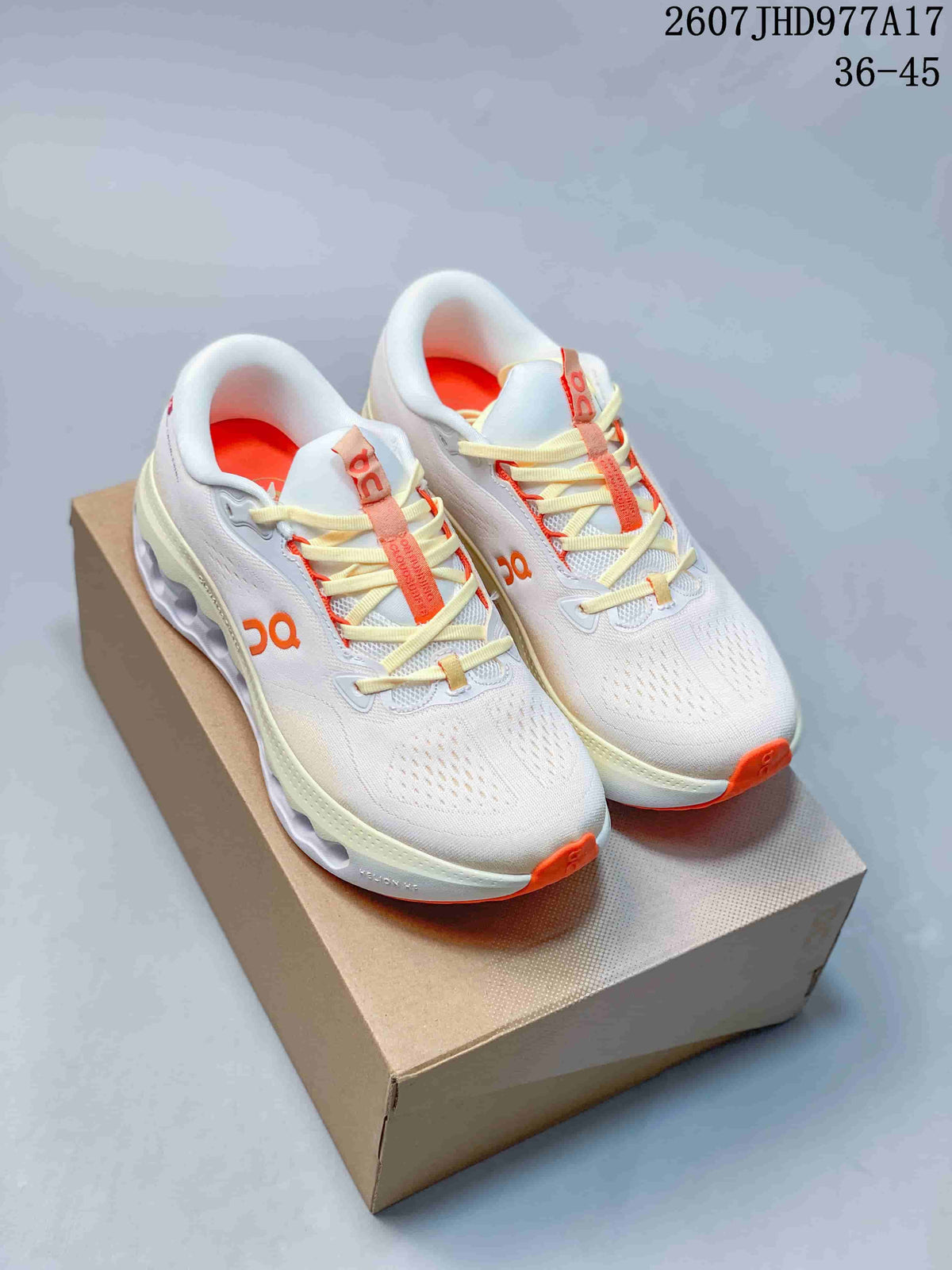 On Cloudtilt Trainers White with Purple or Orange Accents - product image from the listing.