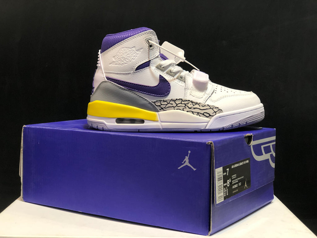 Air Jordan Legacy 312 Lakers White Purple Sneakers AT4040-157 - product image from the listing.
