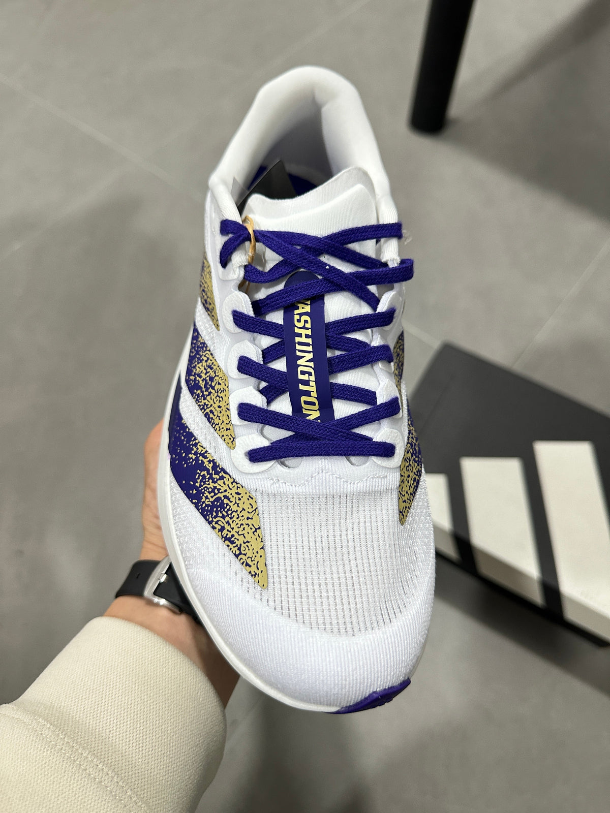 Adidas Lightstrike Pro Running Shoes in White Purple - product image from the listing.