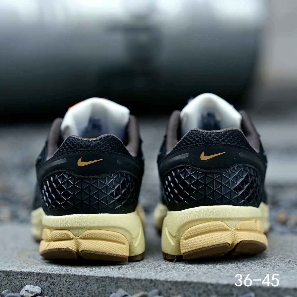 Black and Cream Nike Air Zoom Vomero 5 Sneakers - product image from the listing.
