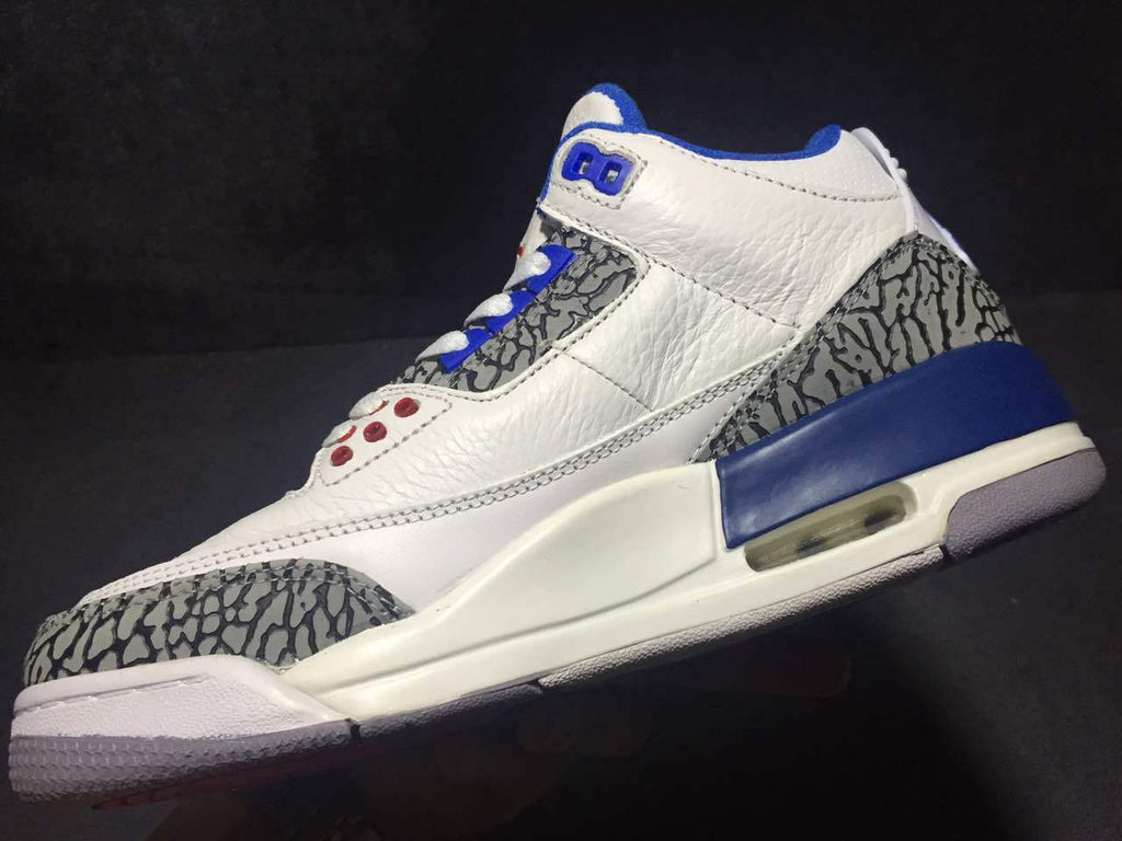 Air Jordan 3 High-Top Sneakers in White Blue - product image from the listing.