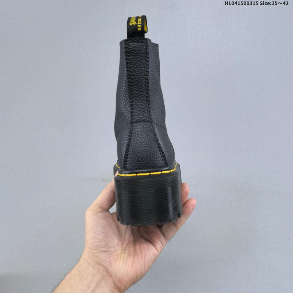 Black Platform Lace-Up Ankle Boots by Dr. Martens - product image from the listing.