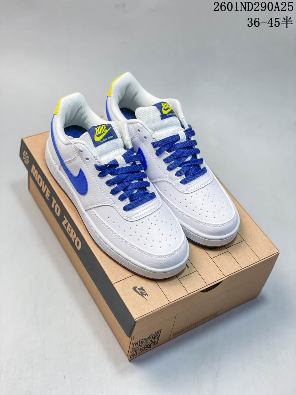 Nike Court Vision Low Sneakers in White Blue Yellow 2601ND290A25 - product image from the listing.
