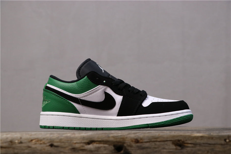 Air Jordan 1 Low Sneakers in Black Green White 553558-113 - product image from the listing.