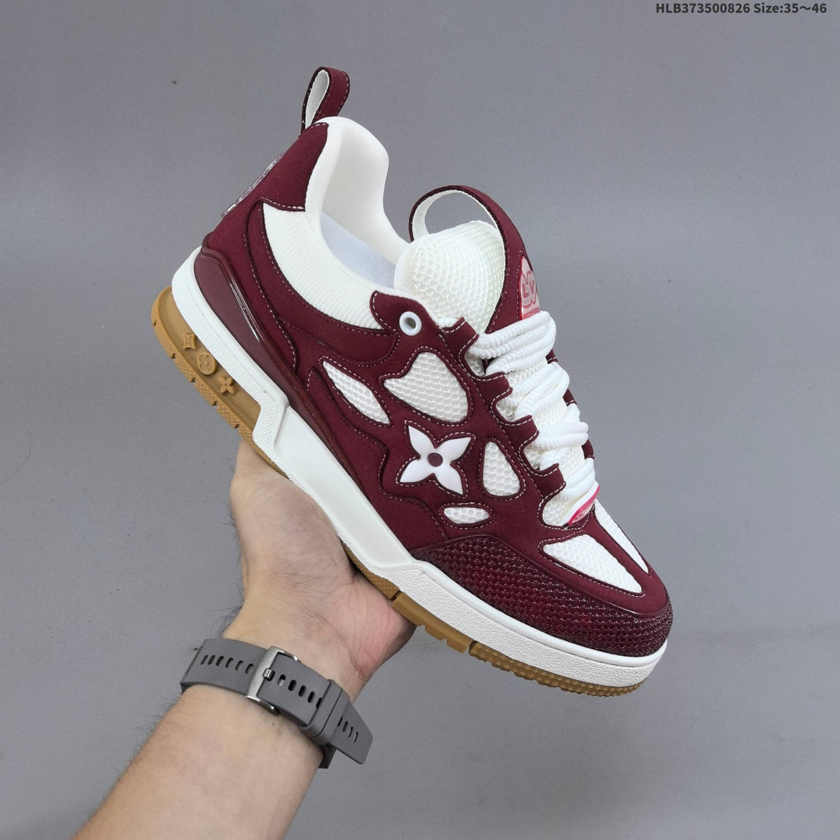 Burgundy and White Louis Vuitton Trainer-Style Sneakers - product image from the listing.