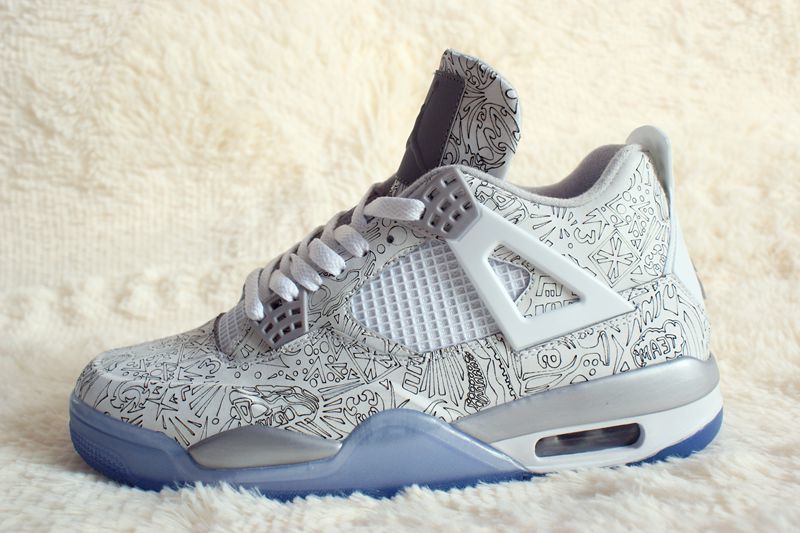 Air Jordan 4 Laser 5LAB4 White and Blue Sneakers - product image from the listing.