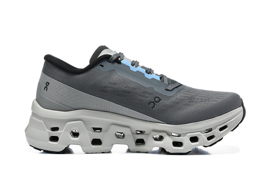 On Cloudmonster 3 Running Shoes, in Gray Black Blue - product image from the listing.