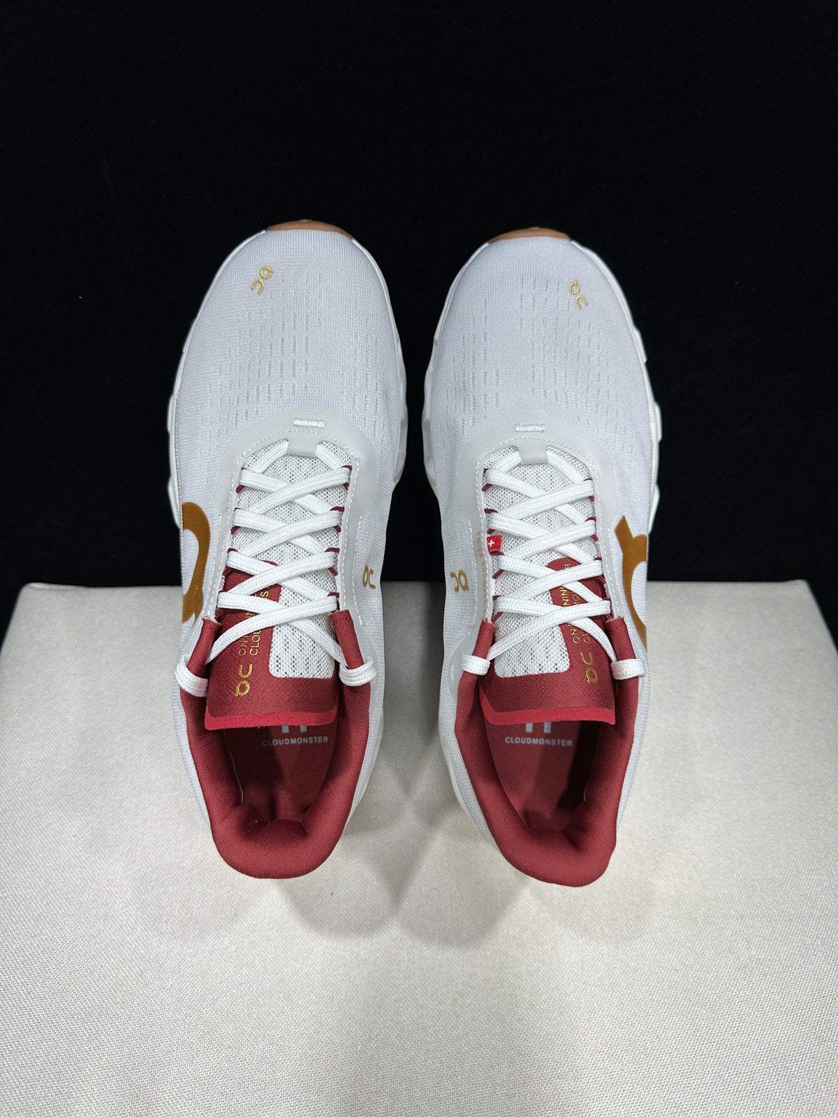 On Cloudmonster 2 Running Shoes in Pearl Ivory Gold - product image from the listing.