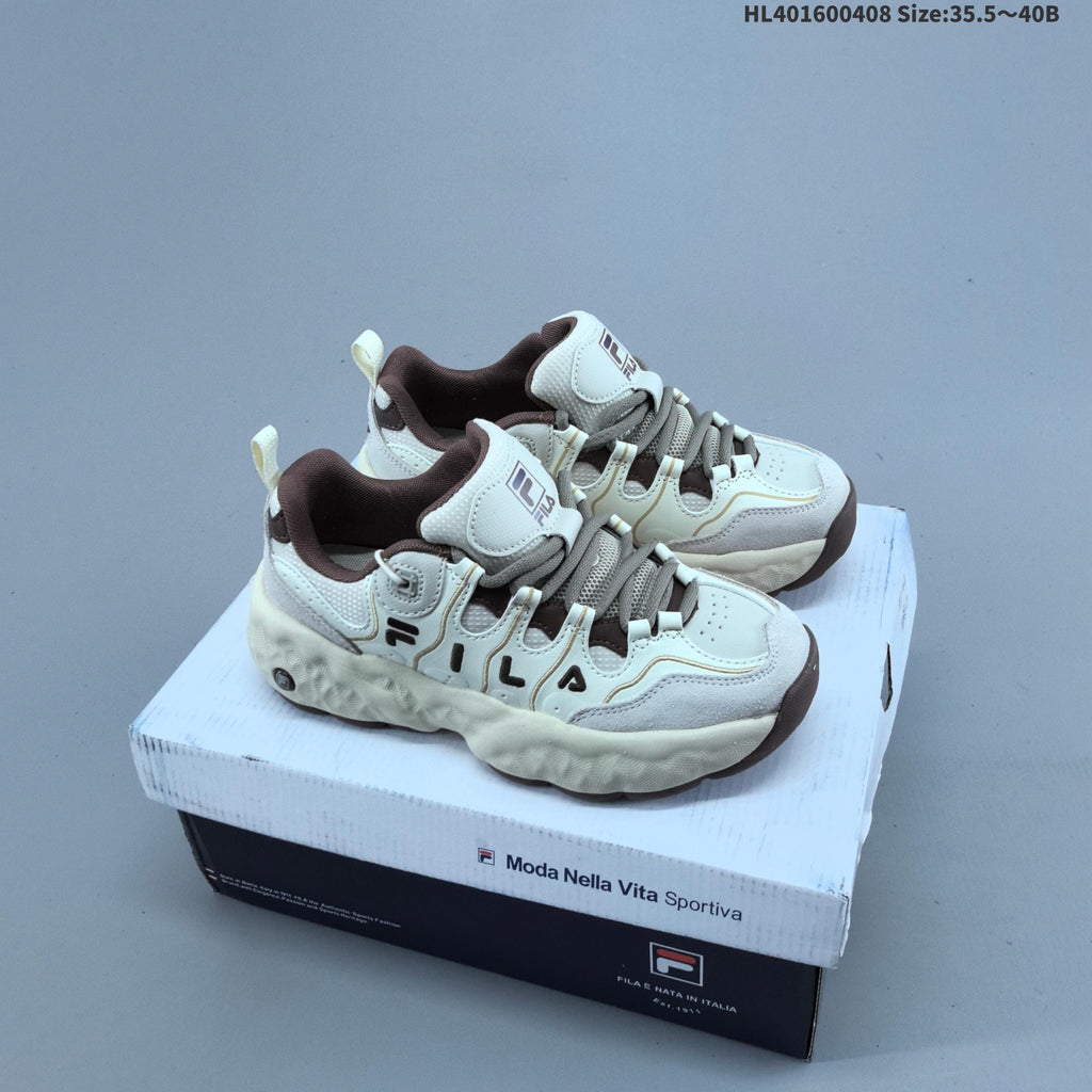 Cream and Brown FILA Chunky Sneakers - product image from the listing.