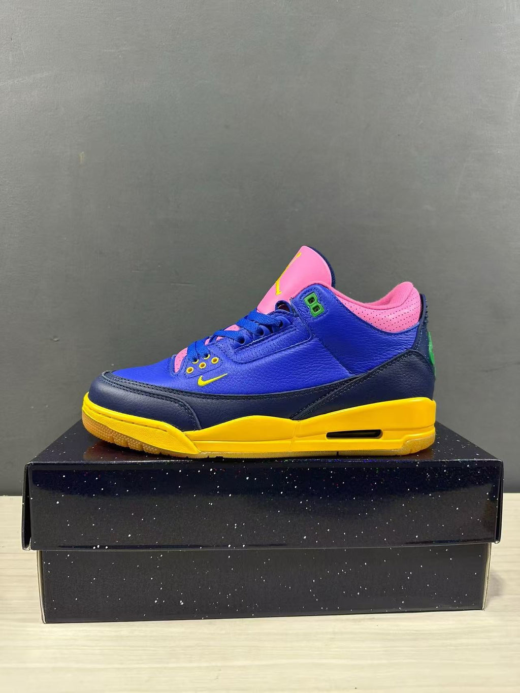 Air Jordan 3 OG Brasil Blue Pink Yellow IV4871-400 - product image from the listing.