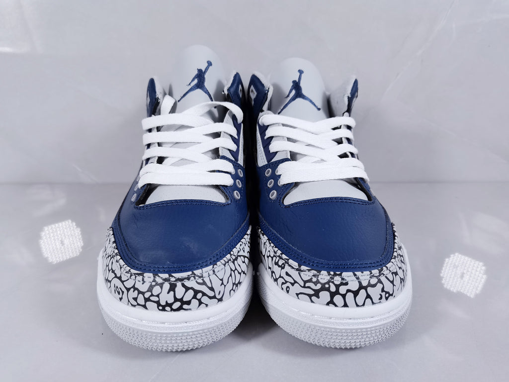 Air Jordan 3 Retro Sneakers in Blue and Grey - product image from the listing.