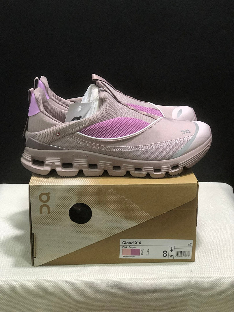 On Cloud 4 Coast Slip-On Trainers Pink/Purple - product image from the listing.