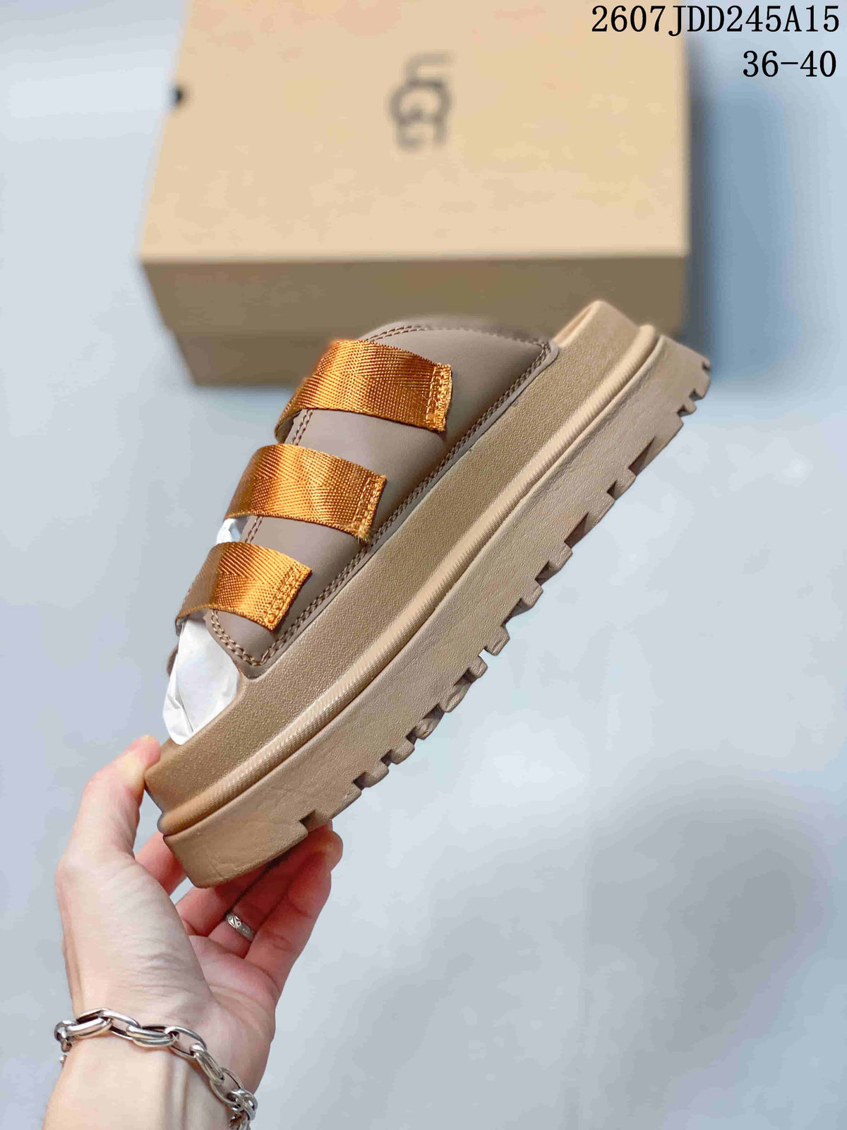 UGG GoldenGlow Platform Sandals in Tan 2607JDD245A15 - product image from the listing.