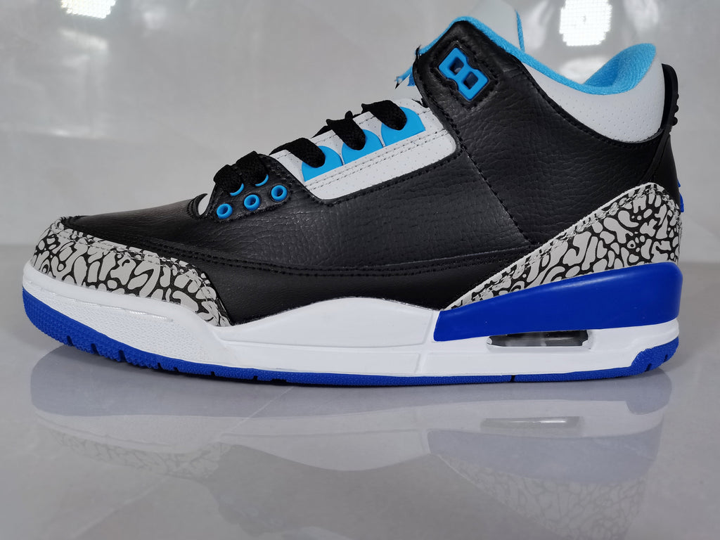Black Blue Elephant Print Sneakers - Air Jordan 3 Retro - product image from the listing.