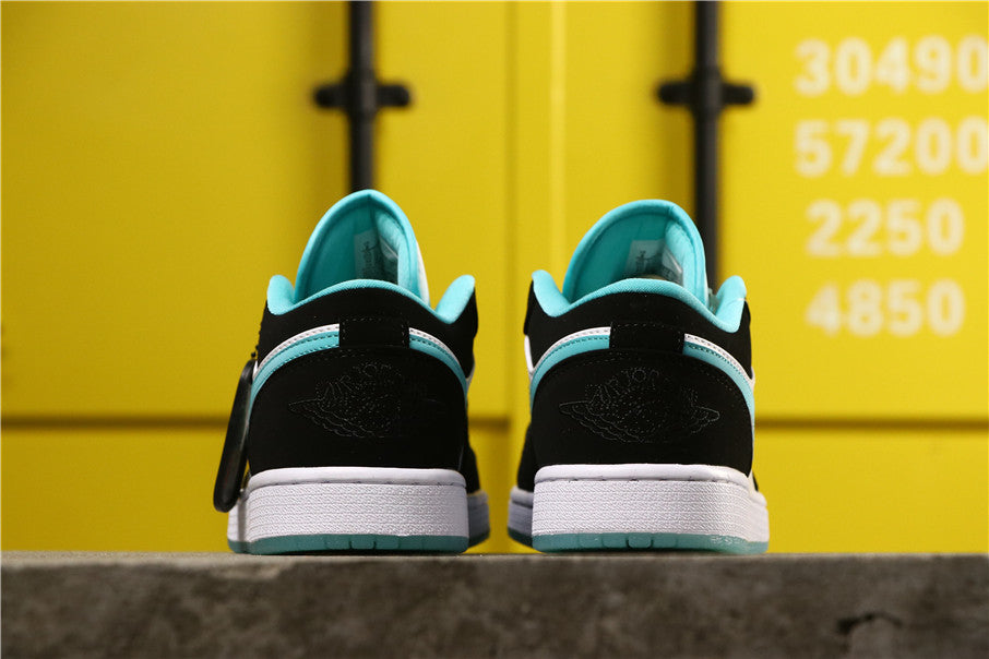 Jordan 1 Low White Island Sneakers in Green Black CQ9828-131 - product image from the listing.