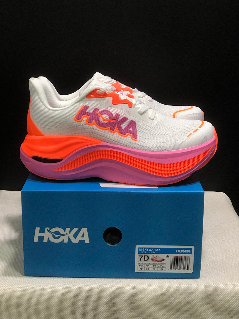 White, Orange & Pink - HOKA Skyward X Running Shoes - product image from the listing.