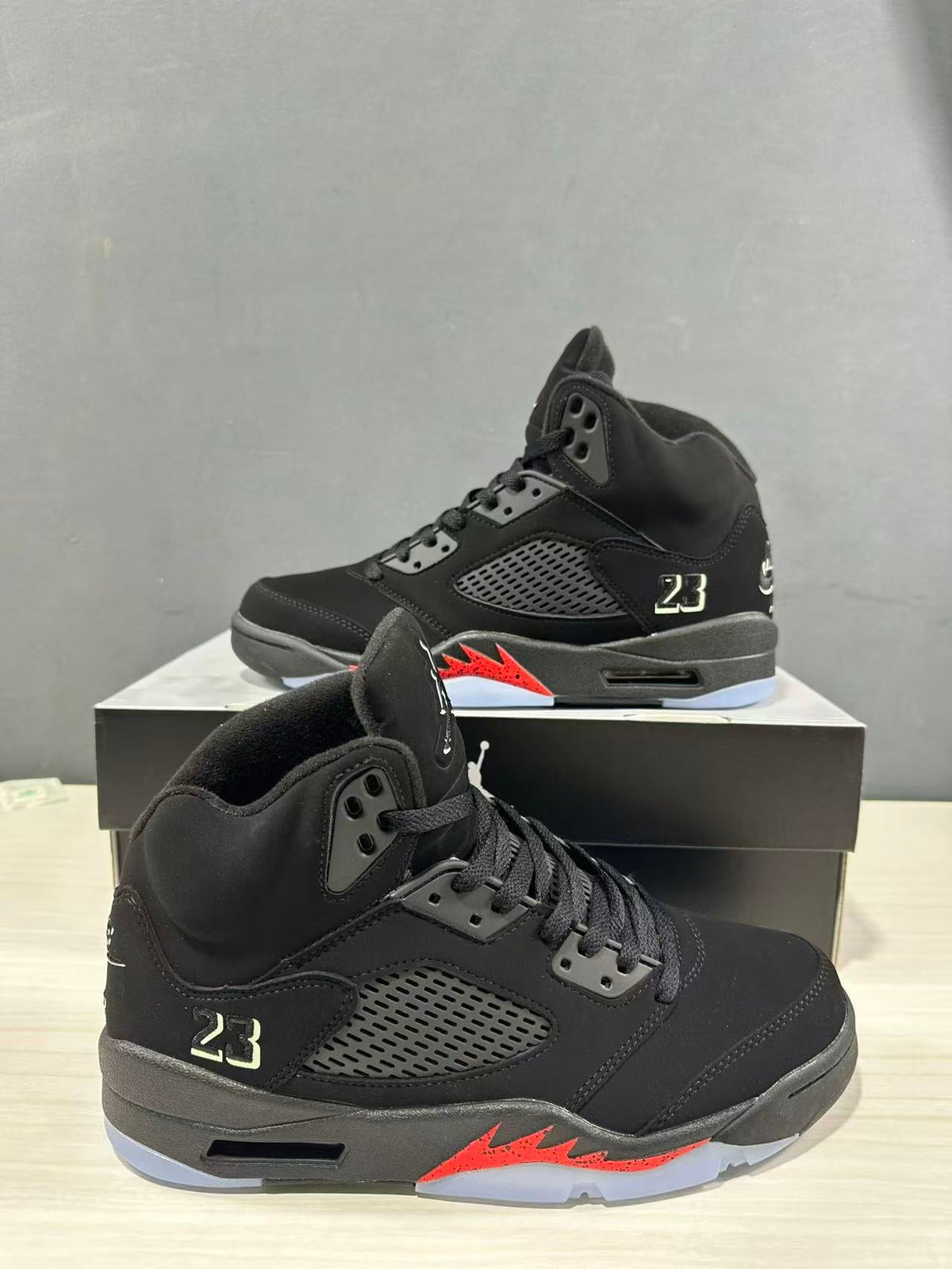 Air Jordan 5 Retro Black Red High-Top Sneakers - product image from the listing.