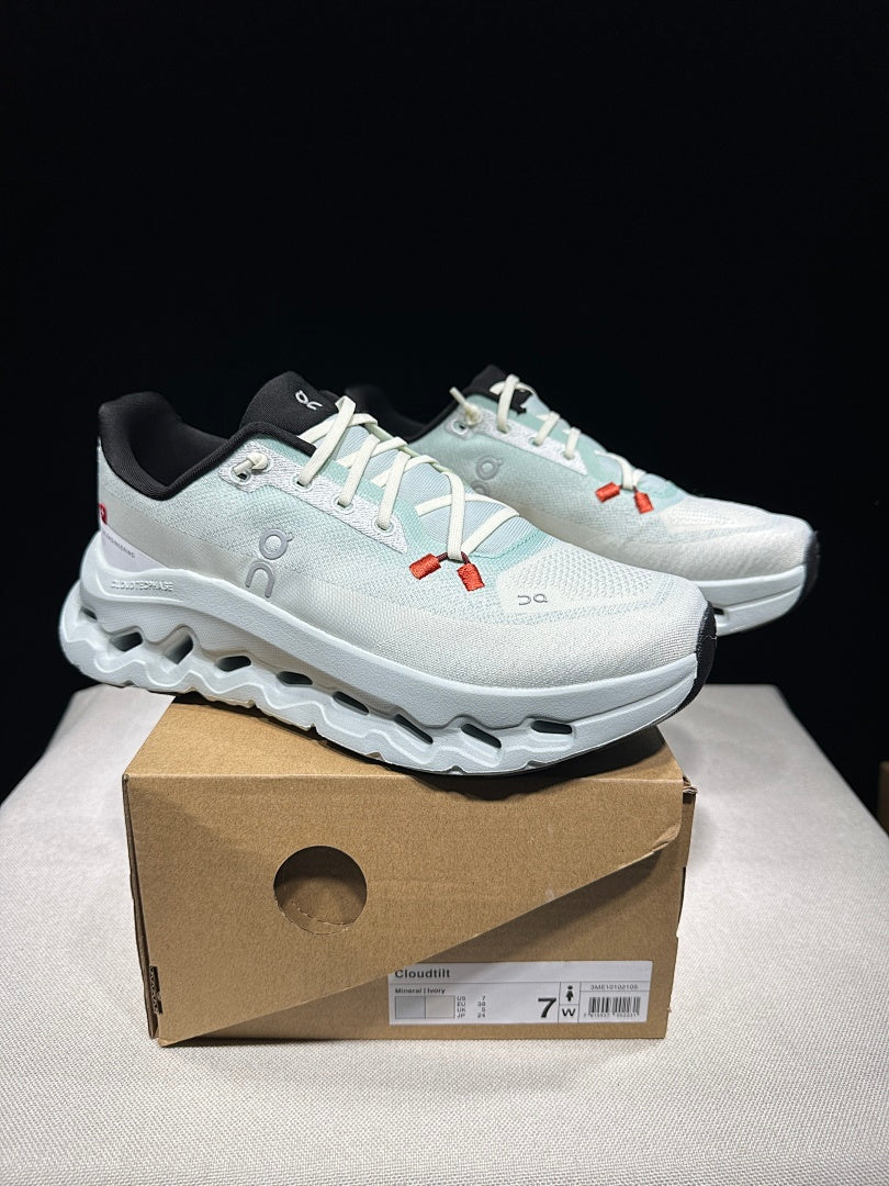 On Cloudtilt Trainers in Mineral/Ivory - product image from the listing.