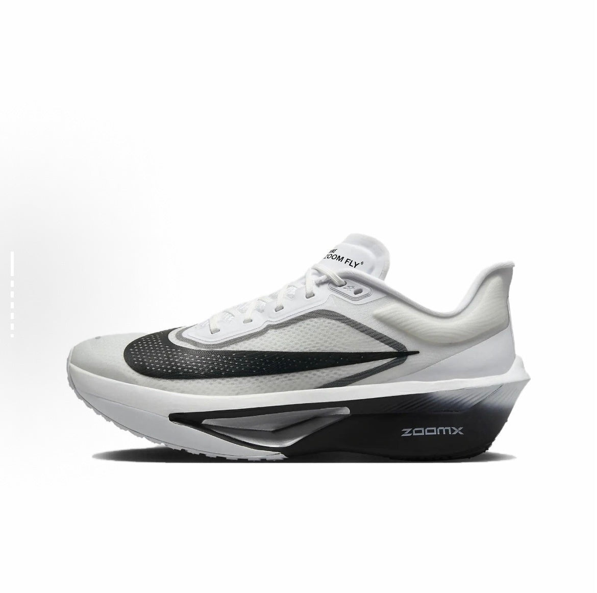 Nike Zoom Fly 6 Running Shoes in White Grey Black FN8454-100 - product image from the listing.