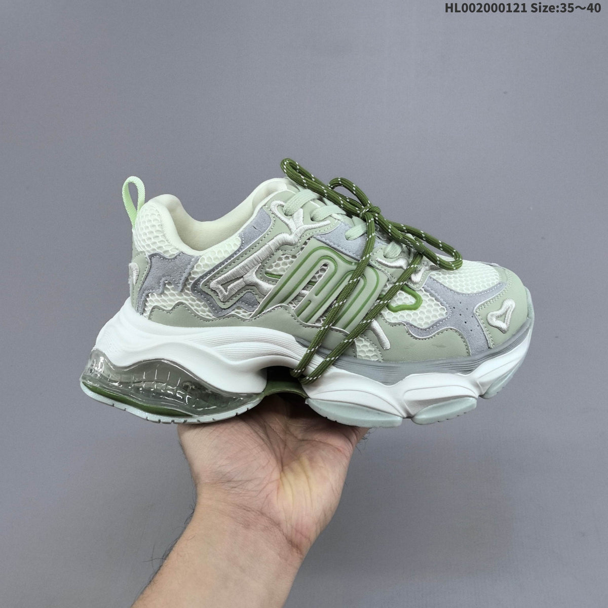 Green and White GGCC Low-Top Chunky Sneakers - product image from the listing.