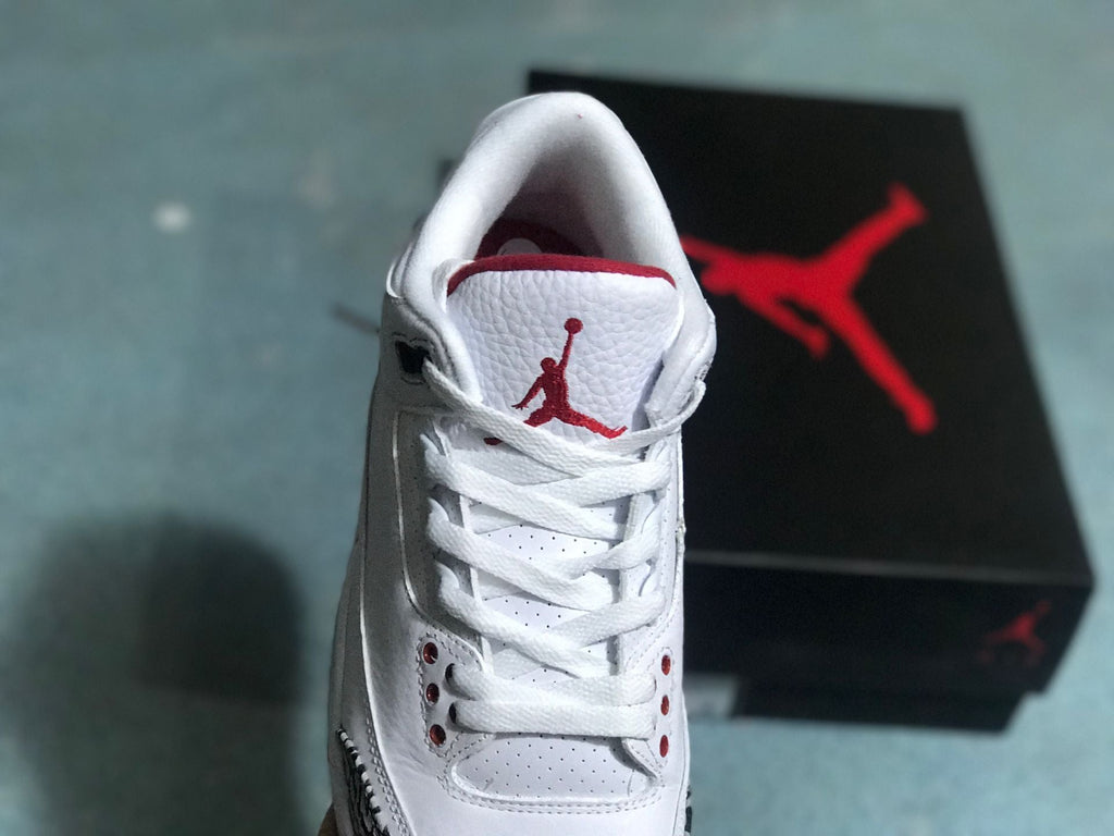 White Red Elephant Print Sneakers - Jordan 3 Retro - product image from the listing.