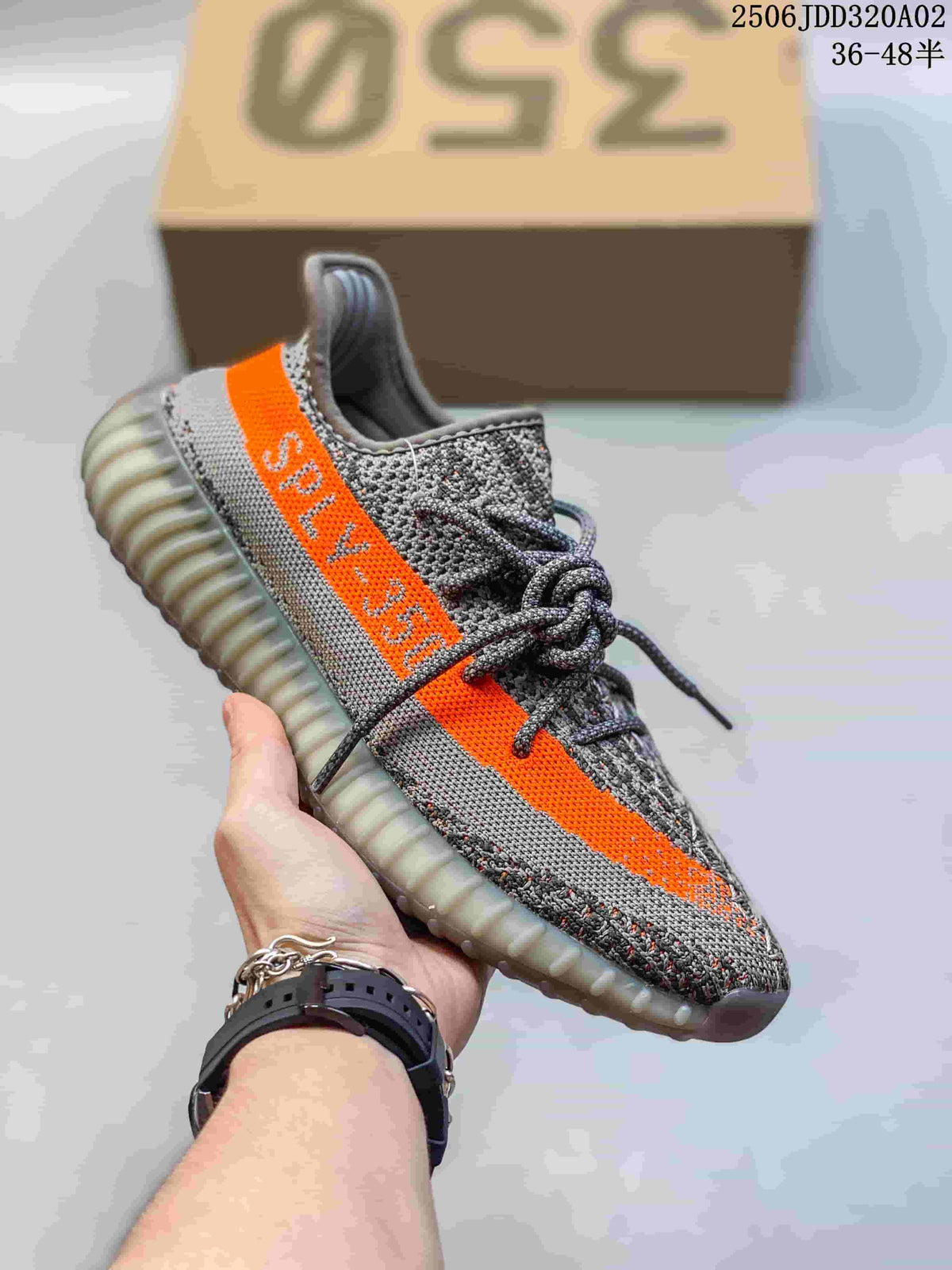 adidas Yeezy Boost 350 Sneakers in Gray Orange - product image from the listing.