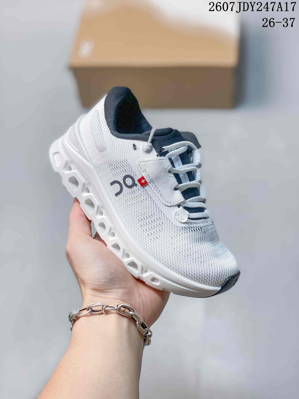 Women's On Cloudstratus 3 Running Sneakers White 07JDY247A17 - product image from the listing.