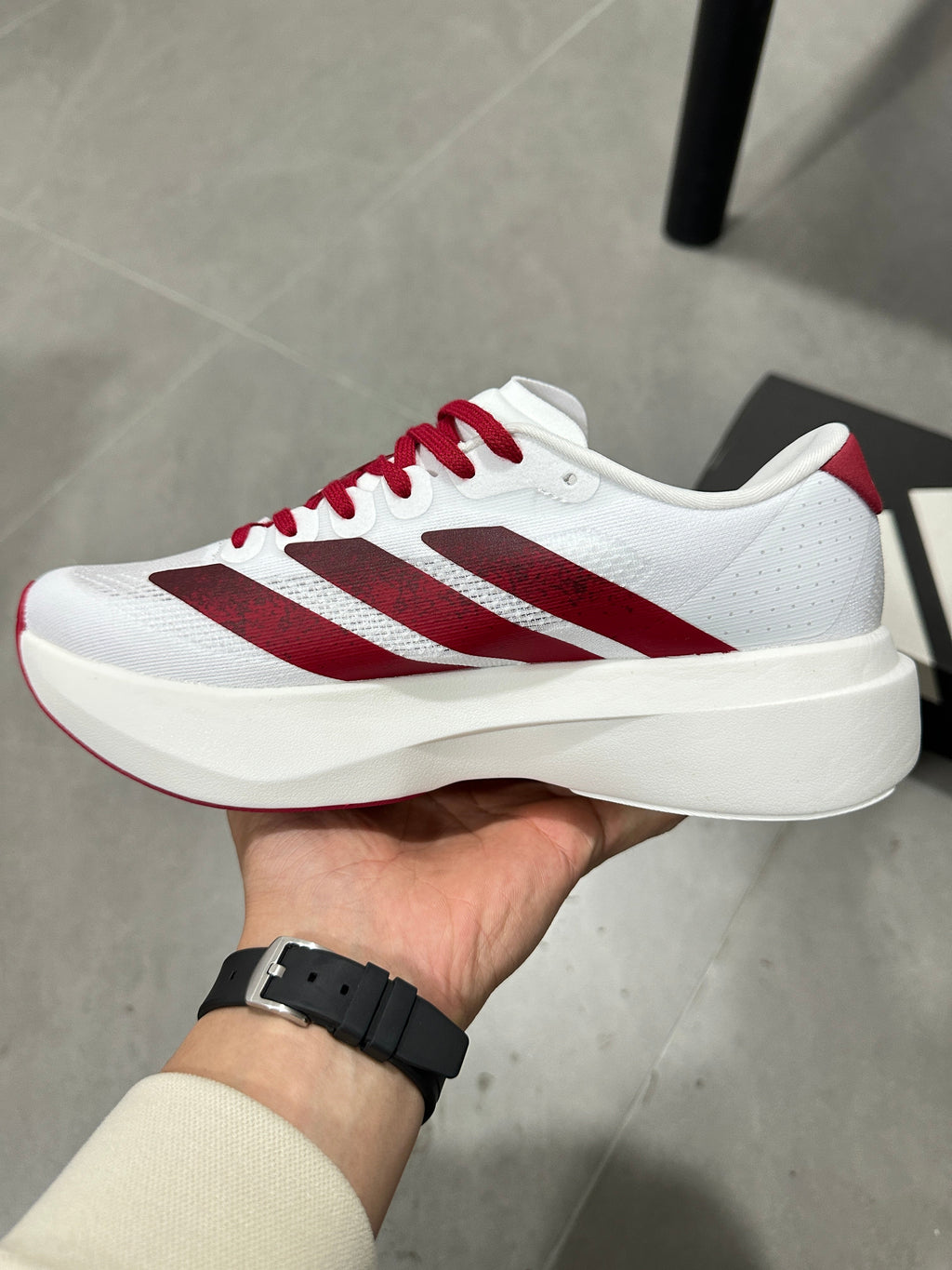 adidas Adizero Lightstrike Pro Running Shoes in White Red JQ4576 - product image from the listing.
