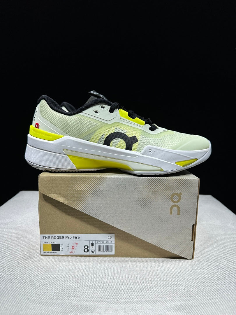 On The Roger Pro Fire Clay Tennis Sneakers, in Lime and Black - product image from the listing.