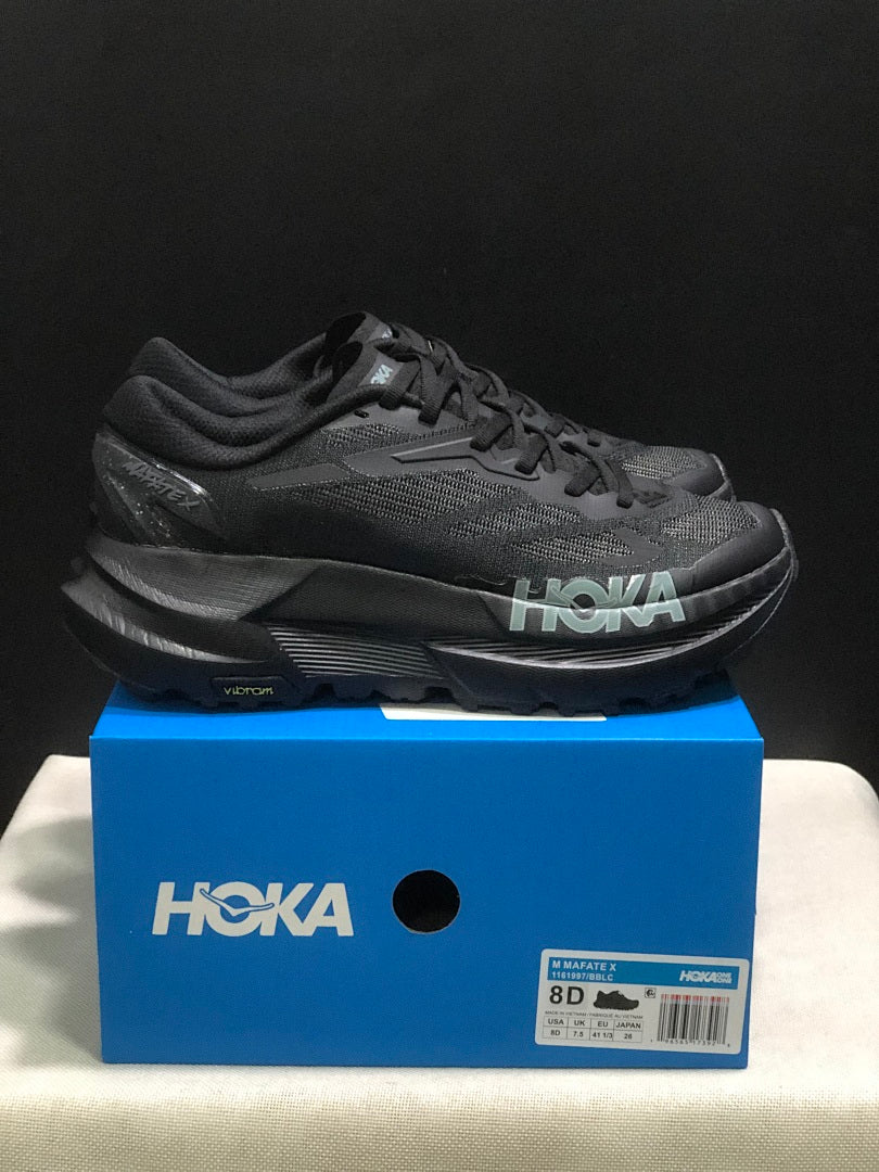 HOKA Mafate X Trail Running Shoes in Black - product image from the listing.