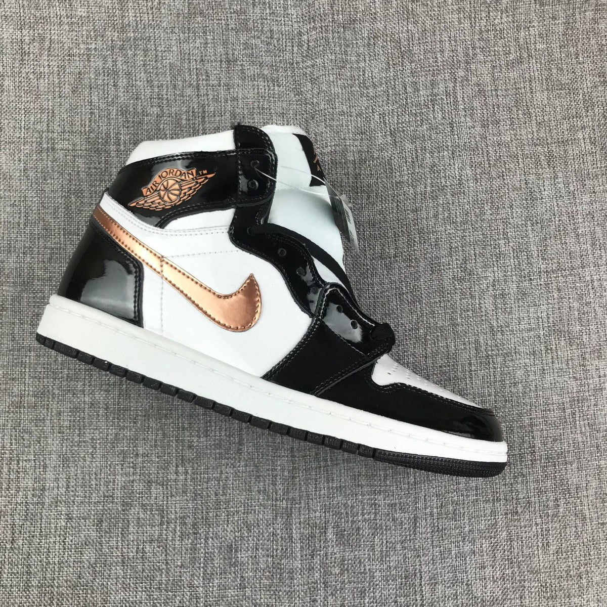 Black, White and Bronze Sneakers - Air Jordan 1 High - product image from the listing.