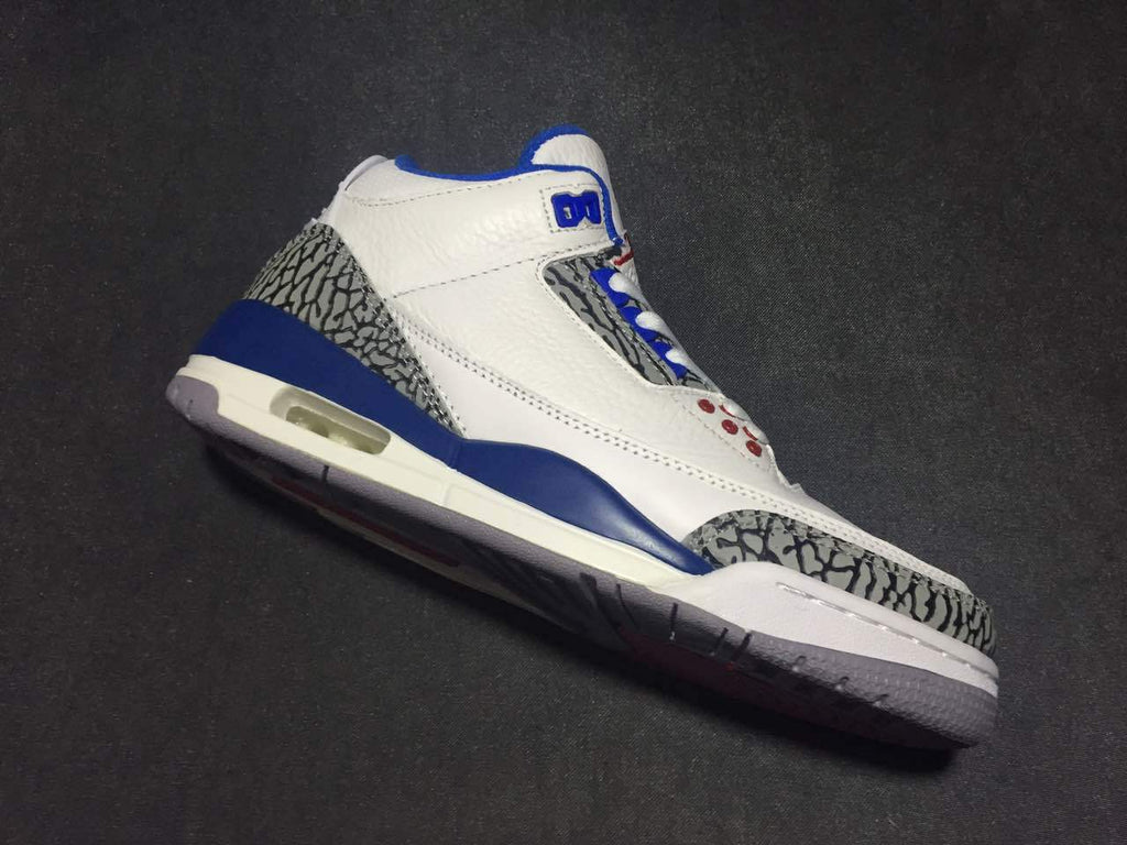 Air Jordan 3 High-Top Sneakers in White Blue - product image from the listing.