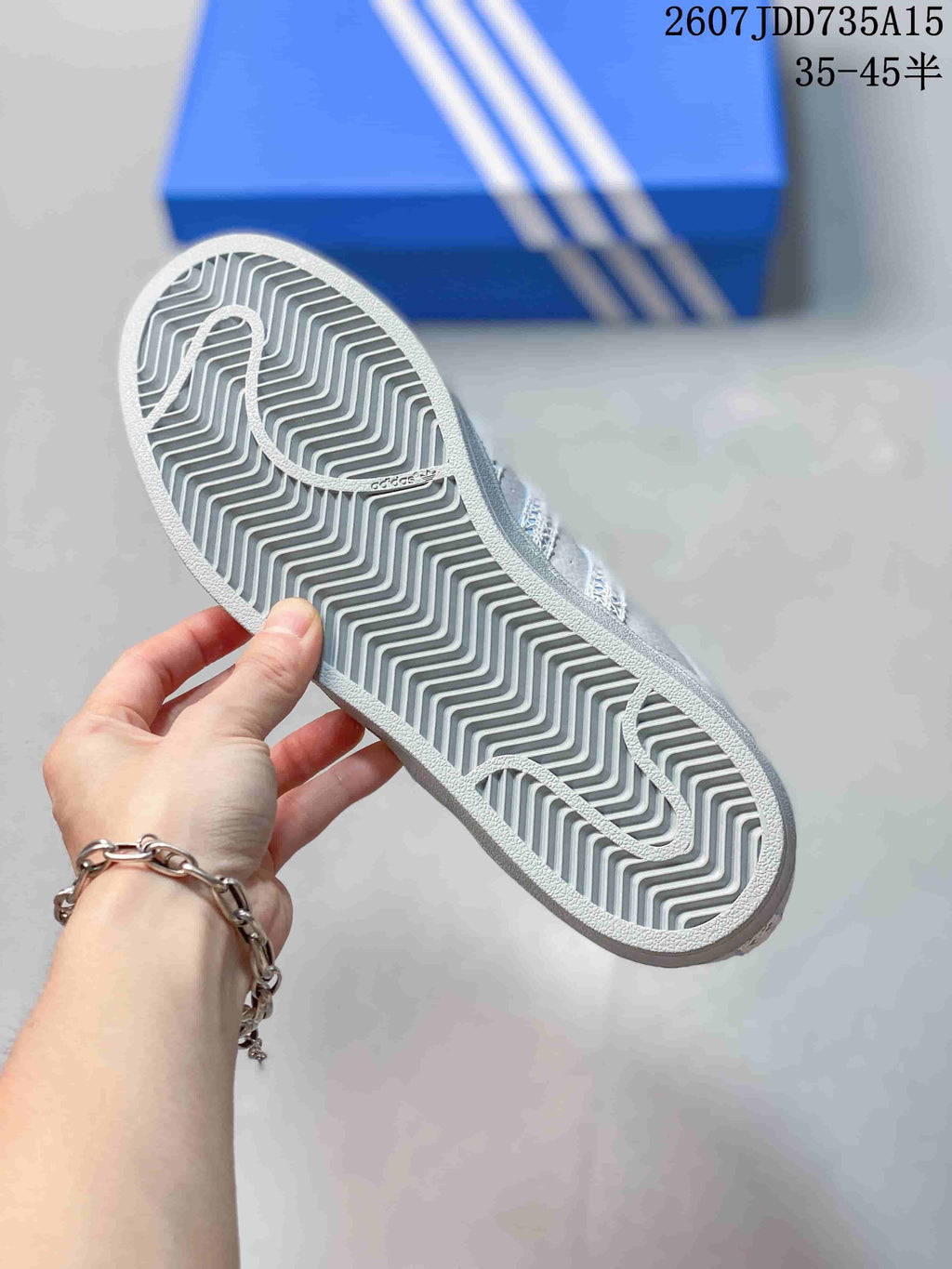 adidas Superstar Sneakers in White Gray Blue 2607JDD735A15 - product image from the listing.