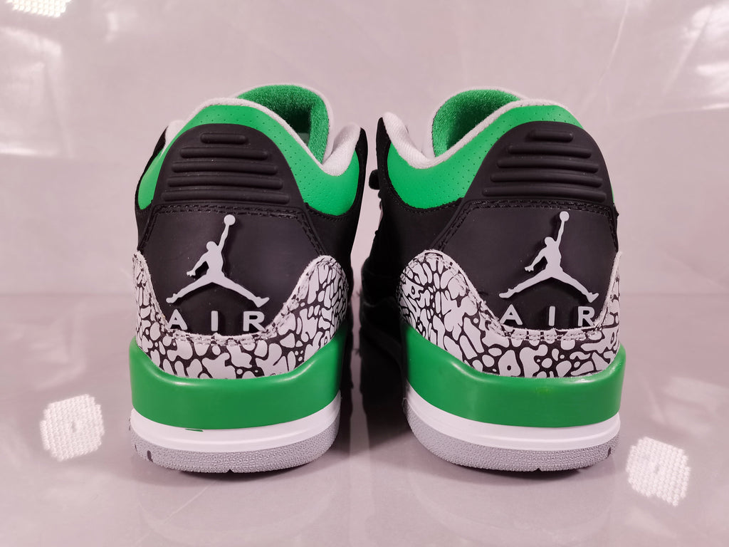 Air Jordan 3 Black Green Elephant Print Sneakers - product image from the listing.