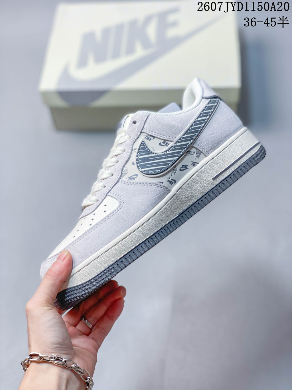 Nike Air Force 1 '07 Low in White Gray MXC302607 - product image from the listing.