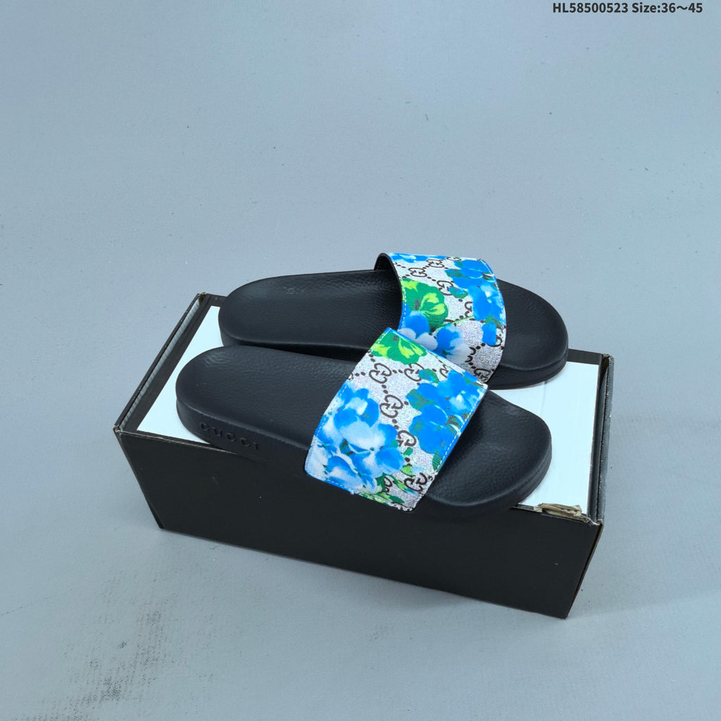 HL58500523 Monogram Slide Sandals by Gucci - product image from the listing.